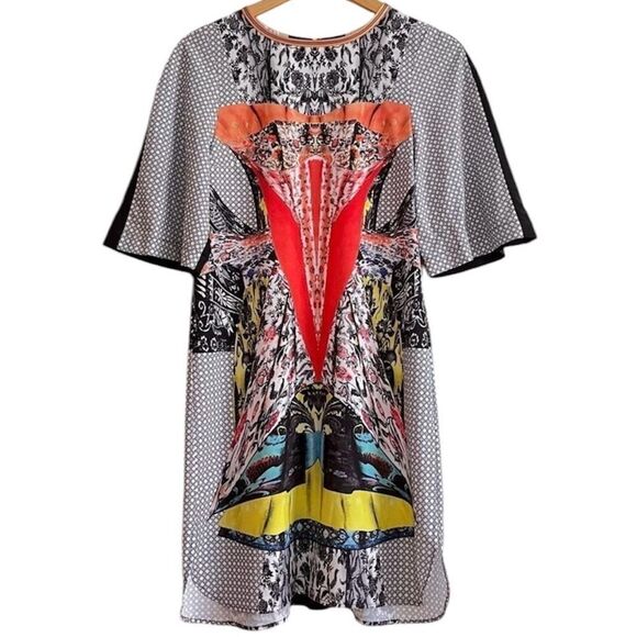 Clover Canyon Multicolor Abstract Geometric Floral Tile  Print Round Neck Dress - Picture 11 of 11